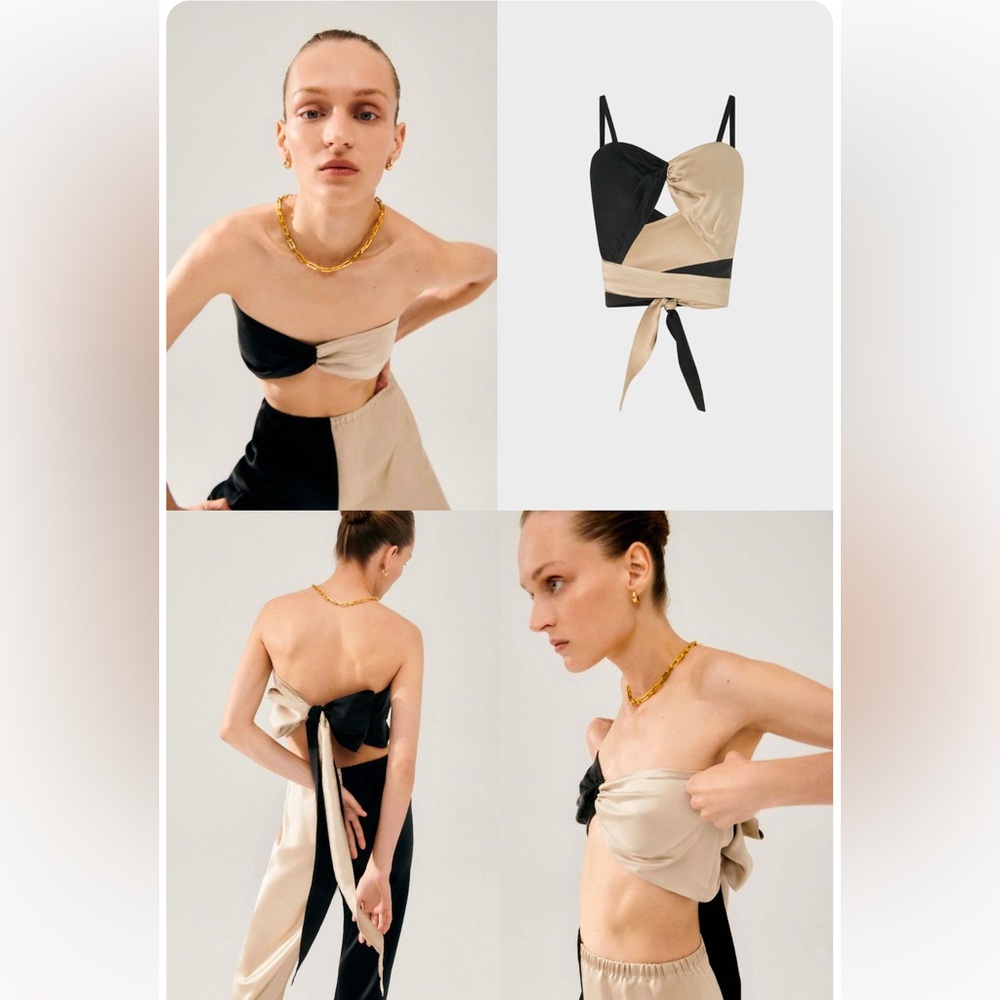 Silk Laundry Twist Top Hazelnut and Black